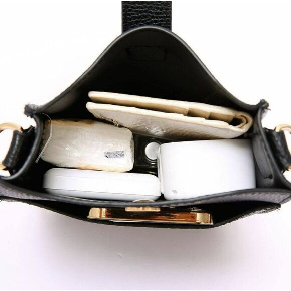 Side Pouch Mini Crossbody Bag Solid Black with Two Adjustable Guitar Straps - Picture 9 of 15